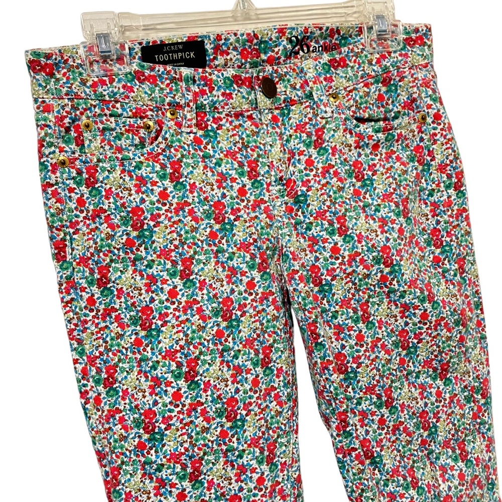 J.Crew Colorful Floral Toothpick Ankle Jeans